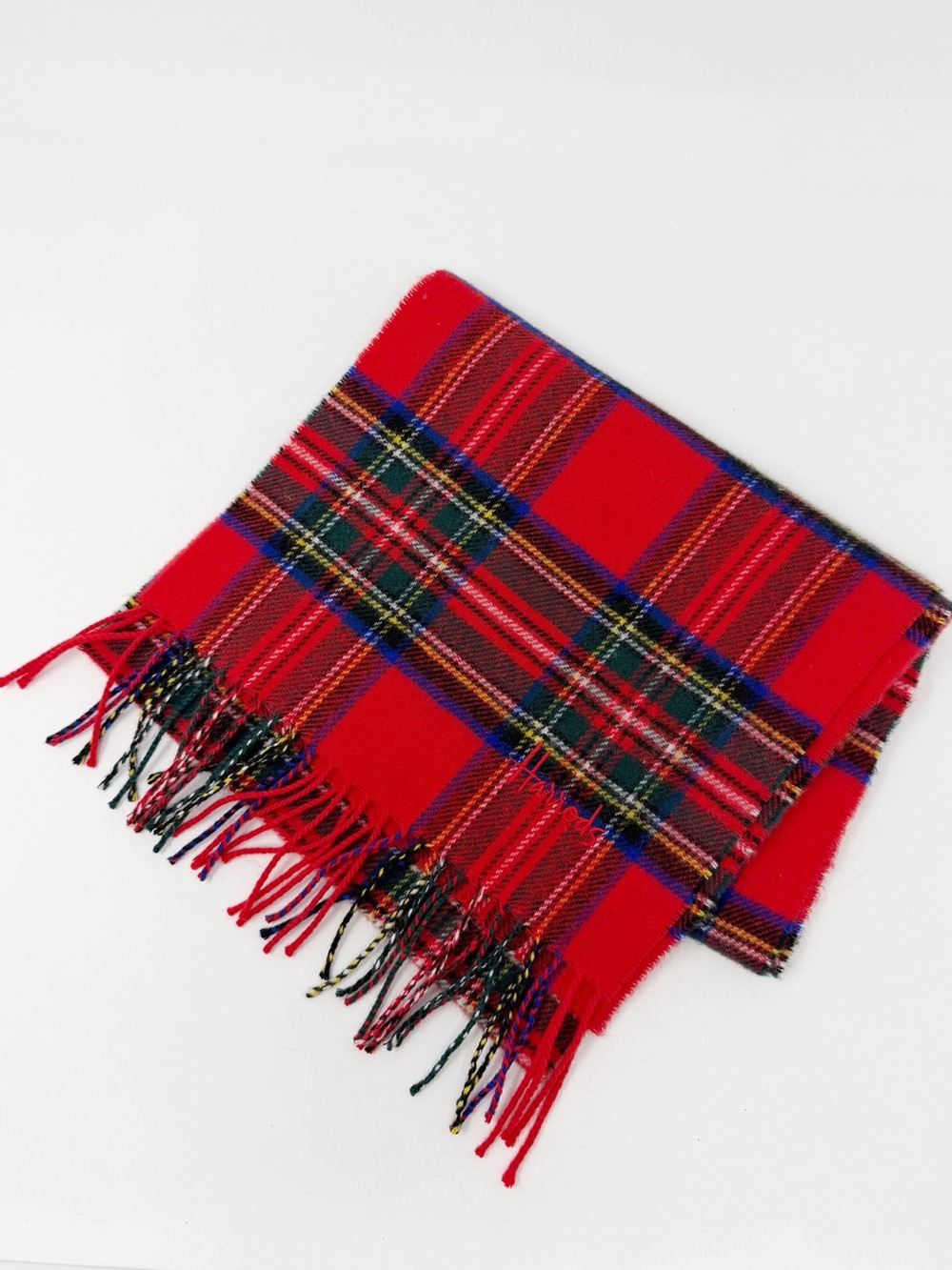Harrods Logo Embroidered Lambswool Made In Scotland Red Plaid Scarf unisex